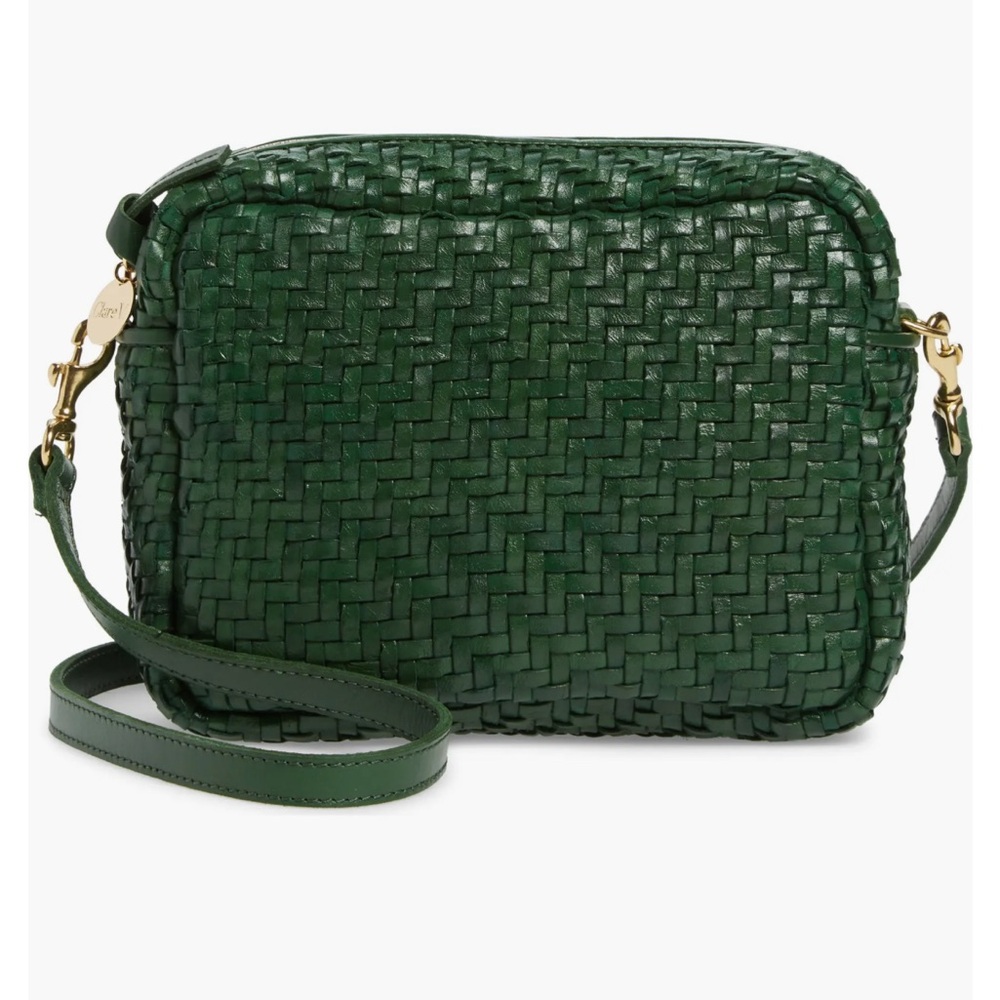 Clare V. Midi Sac Woven Leather Crossbody Green